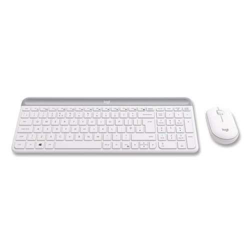 Image of Logitech® MK470 Slim Wireless Keyboard and Mouse Combo, 2.4 GHz/33 ft Wireless Range, Off-White