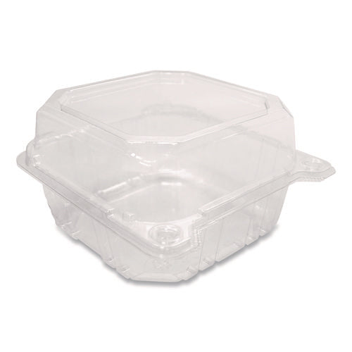Image of Karat® PET Plastic Hinged Container, 6 x 6 x 3.3, Clear, Plastic, 500/Carton