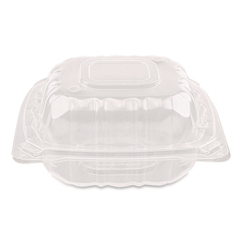 Image of Karat® Polypropylene Plastic Hinged Container, 6 x 6 x 3.3, Clear, Plastic, 50/Pack, 6 Packs/Carton