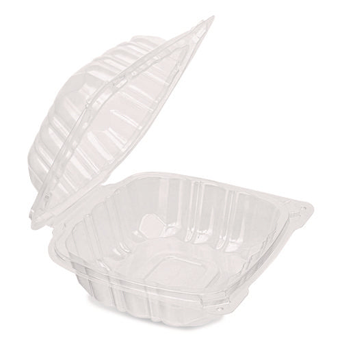 Image of Karat® Polypropylene Plastic Hinged Container, 6 x 6 x 3.3, Clear, Plastic, 50/Pack, 6 Packs/Carton