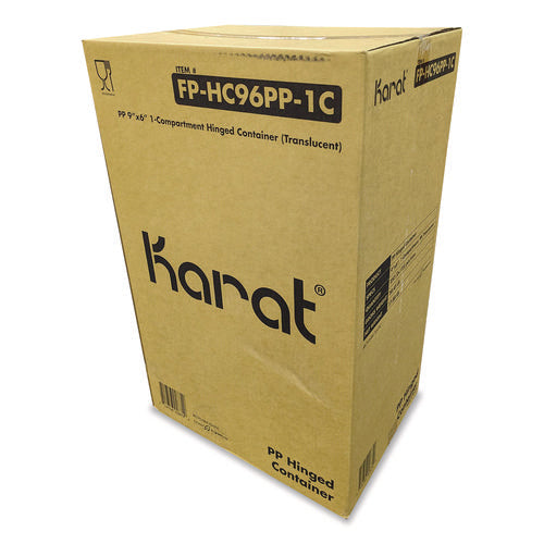 Image of Karat® Polypropylene Plastic Hinged Container, 6 x 9 x 2.97, Clear, Plastic, 125/Pack, 2 Packs/Carton