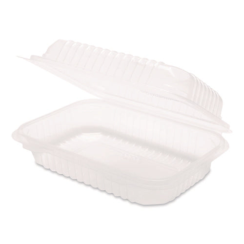 Image of Karat® Polypropylene Plastic Hinged Container, 6 x 9 x 2.97, Clear, Plastic, 125/Pack, 2 Packs/Carton