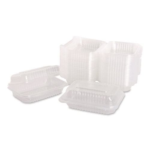 Image of Karat® Polypropylene Plastic Hinged Container, 6 x 9 x 2.97, Clear, Plastic, 125/Pack, 2 Packs/Carton