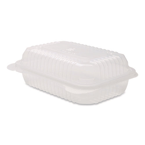 Image of Karat® Polypropylene Plastic Hinged Container, 6 x 9 x 2.97, Clear, Plastic, 125/Pack, 2 Packs/Carton