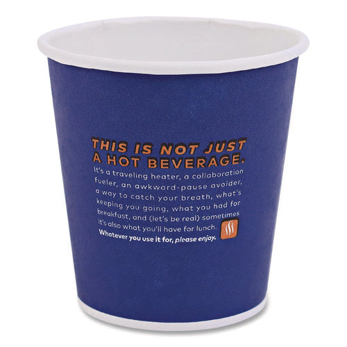 Image of FLAVIA® Hot Beverage Paper Cup 10 oz, FLAVIA Design, Blue, 100/Sleeve, 10 Sleeves/Carton