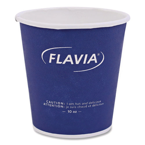 Image of FLAVIA® Hot Beverage Paper Cup 10 oz, FLAVIA Design, Blue, 100/Sleeve, 10 Sleeves/Carton