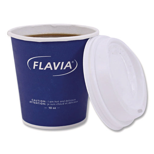 Image of FLAVIA® Hot Beverage Paper Cup Lids 10 oz, Fits FLAVIA 10 oz Paper Cup, White, 100/Sleeve, 10 Sleeves/Carton