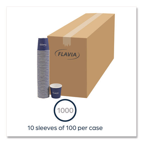 Image of FLAVIA® Hot Beverage Paper Cup 10 oz, FLAVIA Design, Blue, 100/Sleeve, 10 Sleeves/Carton
