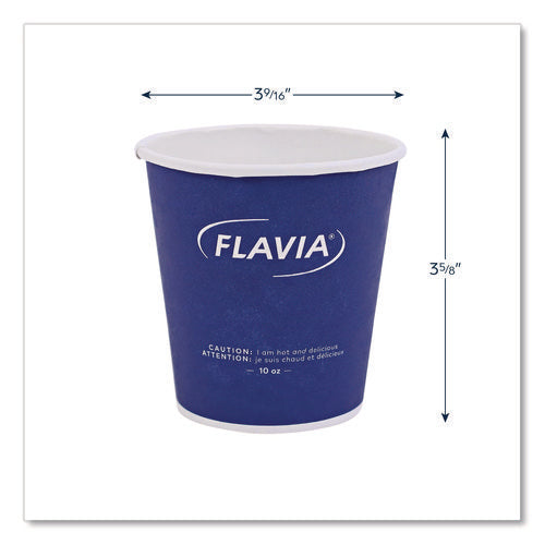Image of FLAVIA® Hot Beverage Paper Cup 10 oz, FLAVIA Design, Blue, 100/Sleeve, 10 Sleeves/Carton