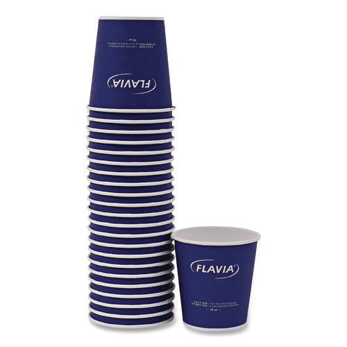 Image of FLAVIA® Hot Beverage Paper Cup 10 oz, FLAVIA Design, Blue, 100/Sleeve, 10 Sleeves/Carton