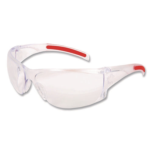 Image of MCR Safety Hulk HK1 Series Safety Glasses, Anti-Fog, Clear/Red Plastic Frame, Clear Plastic Lens