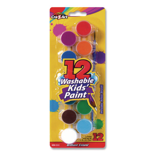 Image of Cra-Z-Art® Washable Kids' Paint Set, with Artist Brush, 12 Assorted Colors/Pack