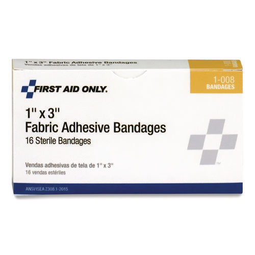 Image of First Aid Only Fabric Adhesive Bandages, 1 x 3, 16/Box