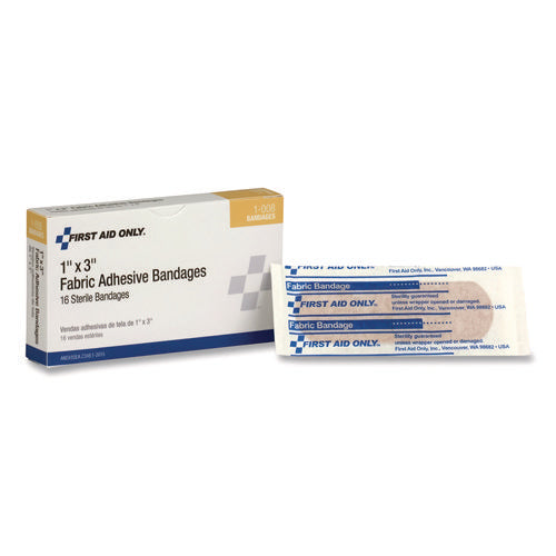 Image of First Aid Only Fabric Adhesive Bandages, 1 x 3, 16/Box