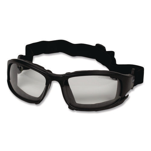 Image of KleenGuard V50 Calico Safety Eyewear with Head Strap, KleenVision Anti-Fog Coating, Black Nylon Frame, Clear Polycarbonate Lens