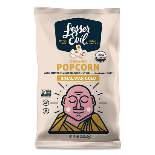 Image of LesserEvil® Snack Organic Himalayan Gold Popcorn, 0.88 oz Bag, 18/Carton