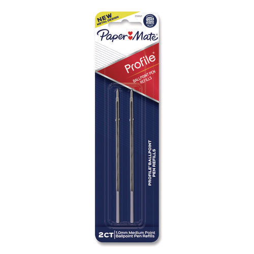 Image of Paper Mate® Refill for Paper Mate Profile Ballpoint Pens, Medium 1 mm Conical Tip, Black Ink, 2/Pack