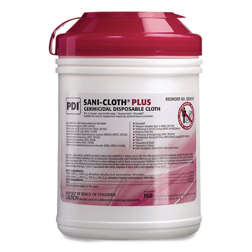 Image of Sani Professional® PDI San-Cloth Plus Germicidal Disposable Cloth, 6 x 6.75, Unscented, White, 160/Pack