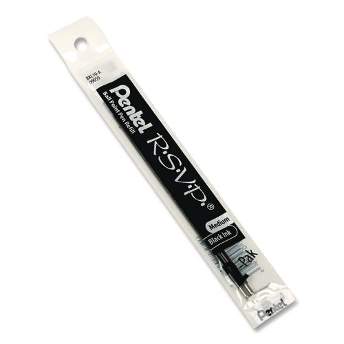 Image of Pentel® Refill for Pentel R.S.V.P. Ballpoint Pens, Medium 1 mm Conical Tip, Black Ink, 2/Pack