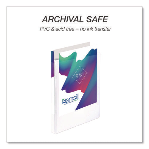 Image of Samsill® Durable D-Ring View Binders, 3 Rings, 0.5" Capacity, 11.5" x 8.5", White, 4/Pack