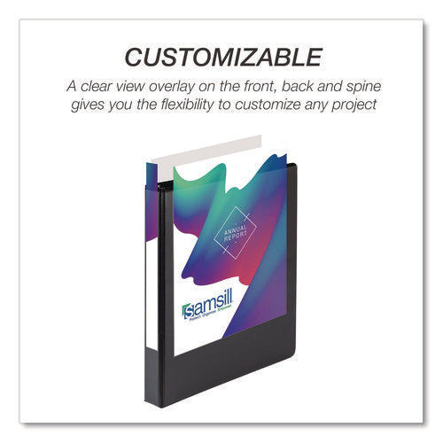 Image of Samsill® Durable D-Ring View Binders, 3 Rings, 1" Capacity, 11.5" x 8.5", Black, 4/Pack