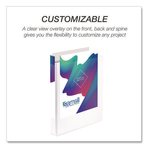 Image of Samsill® Durable D-Ring View Binders, 3 Rings, 1" Capacity, 11.5" x 8.5", White, 4/Pack