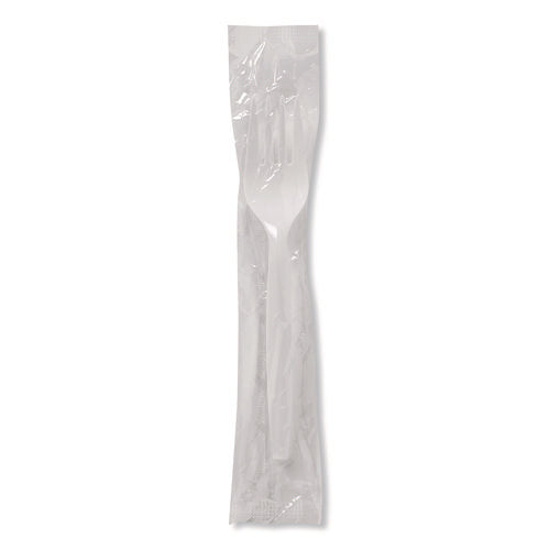 Image of Dixie® Mediumweight Polypropylene Cutlery, Individually Wrapped, Fork, Plastic, White, 1,000/Carton