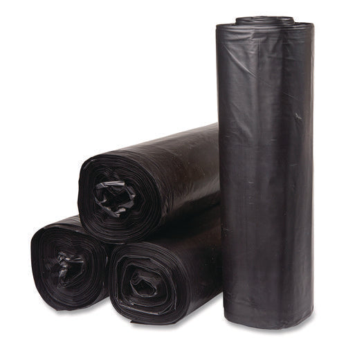 Image of Inteplast Group Institutional Low-Density Can Liners, 45 gal, 1.5 mil, 40" x 46", Black, Interleaved Roll, 20 Bags/Roll, 5 Rolls/Carton