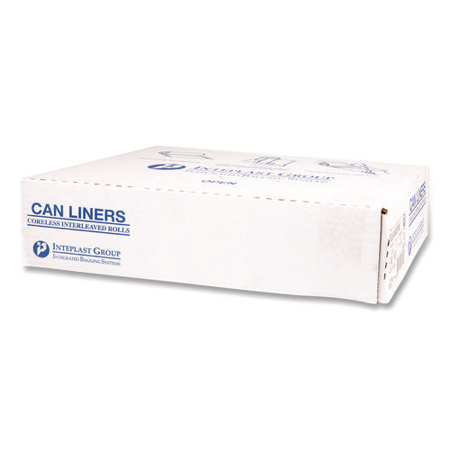 Image of Inteplast Group Institutional Low-Density Can Liners, 45 gal, 1.15 mil, 40" x 46", Natural, Interleaved Roll, 20 Bags/Roll, 5 Rolls/Carton
