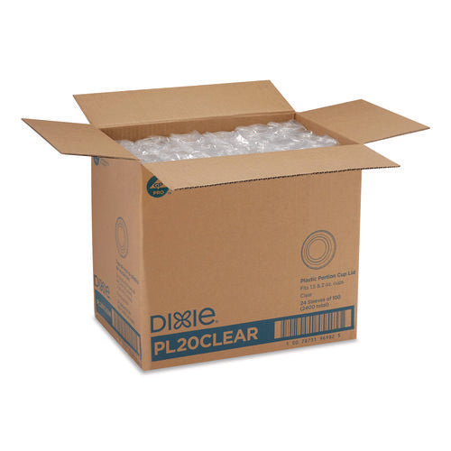 Image of Dixie® Plastic Portion Cup Lid, Fits 1.5 oz to 2 oz Cups, Clear, 100/Sleeve, 24 Sleeves/Carton