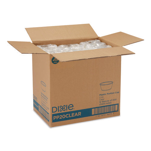 Image of Dixie® Plastic Souffle/Portion Cups, 2 oz, Clear, 200/Sleeve, 12 Sleeves/Carton