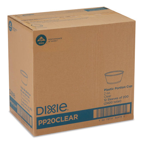 Image of Dixie® Plastic Souffle/Portion Cups, 2 oz, Clear, 200/Sleeve, 12 Sleeves/Carton