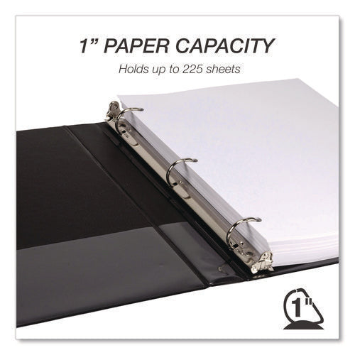 Image of Samsill® Durable D-Ring View Binders, 3 Rings, 1" Capacity, 11.5" x 8.5", Black, 4/Pack
