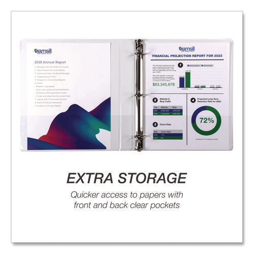 Image of Samsill® Durable D-Ring View Binders, 3 Rings, 1" Capacity, 11.5" x 8.5", White, 4/Pack