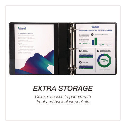 Image of Samsill® Durable D-Ring View Binders, 3 Rings, 1.5" Capacity, 11.5" x 8.5", Black, 4/Pack