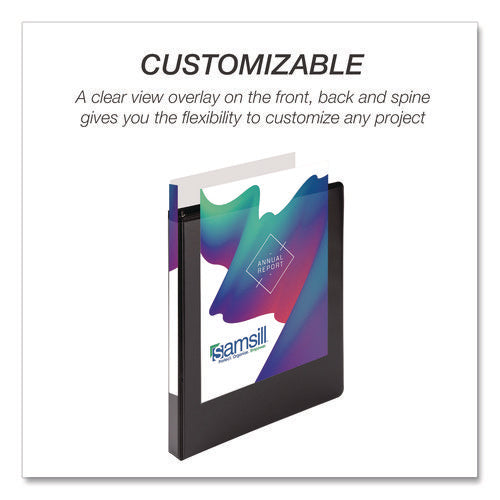 Image of Samsill® Durable D-Ring View Binders, 3 Rings, 0.5" Capacity, 11.5" x 8.5", Black, 4/Pack