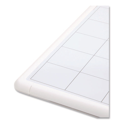 Image of U Brands Magnetic Dry Erase Monthly Calendar, 14" x 11", White Surface, White Plastic Frame