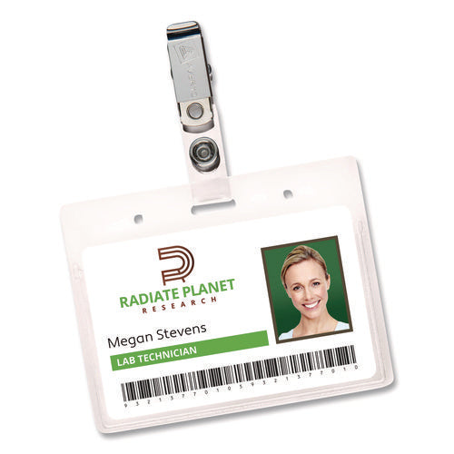Image of Avery® Secure Top Clip-Style Badge Holders, Horizontal, 2 1/4 X 3 1/2, Clear, 50/box
