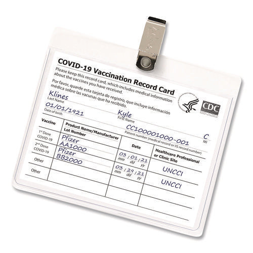 Image of Avery® Heavy-Duty Clip-Style Badge Holders, Horizontal, 4 X 3, Clear, 100/box