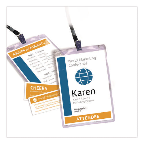 Image of Avery® Lanyard-Style Badge Holder W/laser/inkjet Inserts, Top Load, 4.25 X 6, We, 75/pk