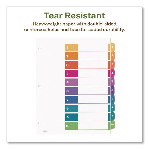 Image of Avery® Customizable Table Of Contents Ready Index Dividers With Multicolor Tabs, 10-Tab, 1 To 10, 11 X 8.5, White, 3 Sets