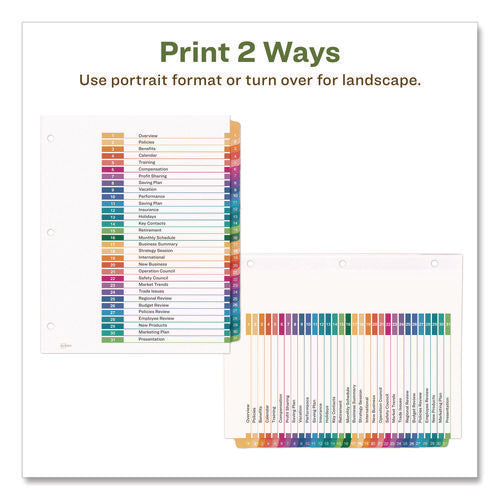 Image of Avery® Customizable Table Of Contents Ready Index Dividers With Multicolor Tabs, 31-Tab, 1 To 31, 11 X 8.5, White, 1 Set