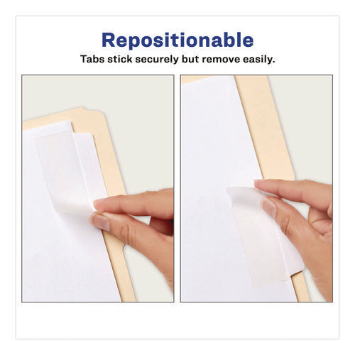 Image of Avery® Ultra Tabs Repositionable Tabs, Wide and Slim: 3" x 1.5", 1/3-Cut, White, 24/Pack