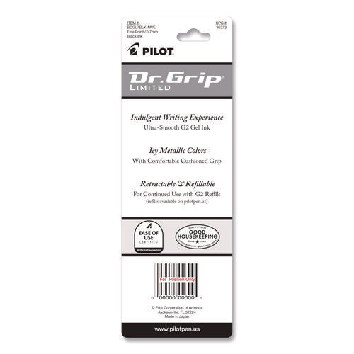 Image of Pilot® Dr. Grip Limited Gel Pen, Retractable, Fine 0.7 Mm, Black Ink, Champagne Mauve Barrel