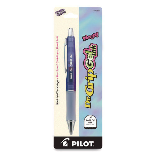 Image of Pilot® Dr. Grip Gel Pen, Retractable, Fine 0.7 mm, Black Ink, Translucent Purple Barrel