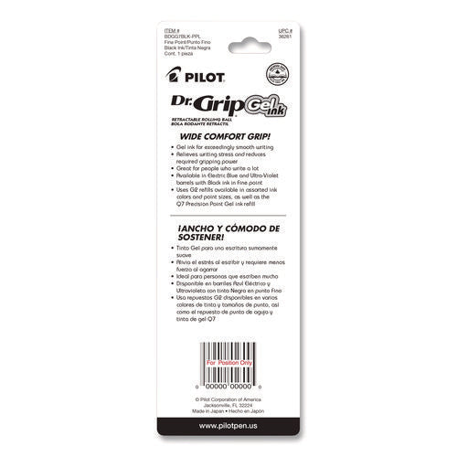 Image of Pilot® Dr. Grip Gel Pen, Retractable, Fine 0.7 mm, Black Ink, Translucent Purple Barrel