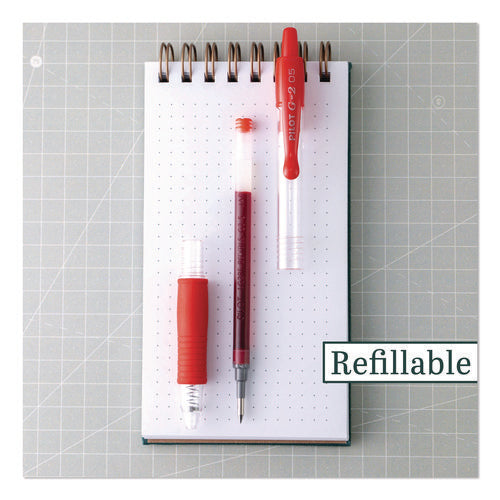 Image of Pilot® G2 Premium Gel Pen, Retractable, Extra-Fine 0.5 mm, Red Ink, Smoke/Red Barrel, Dozen