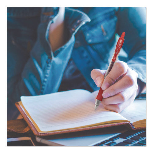 Image of Pilot® G2 Premium Gel Pen, Retractable, Extra-Fine 0.5 mm, Red Ink, Smoke/Red Barrel, Dozen