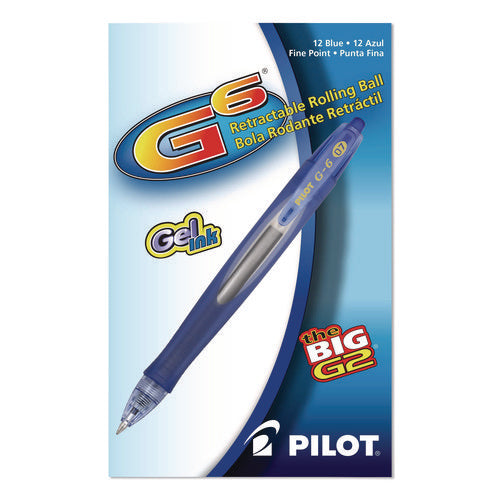 Image of Pilot® G6 Gel Pen, Retractable, Fine 0.7 Mm, Blue Ink, Blue Barrel