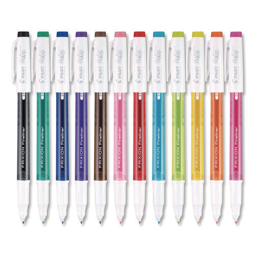 Image of Pilot® FriXion Fineliner Erasable Porous Point Pen, Stick, Fine 0.7 mm, Assorted Ink, Assorted Barrel, 12/Pack